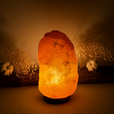 Handgemaakte roze Himalaya zoutlamp 4–6 kg met houten voet en kabel