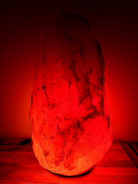 Himalaya XL zoutlamp licht 120–140 kg met warme amberkleurige gloed